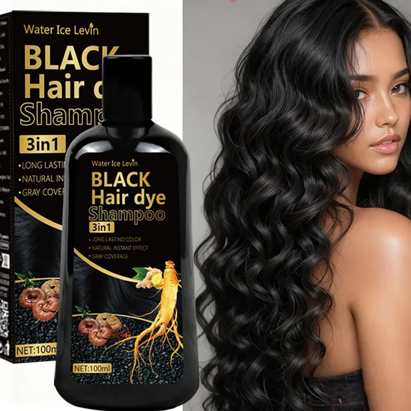 3in1 Black Hair Dye Shampoo with Ginger and Biotin 100g