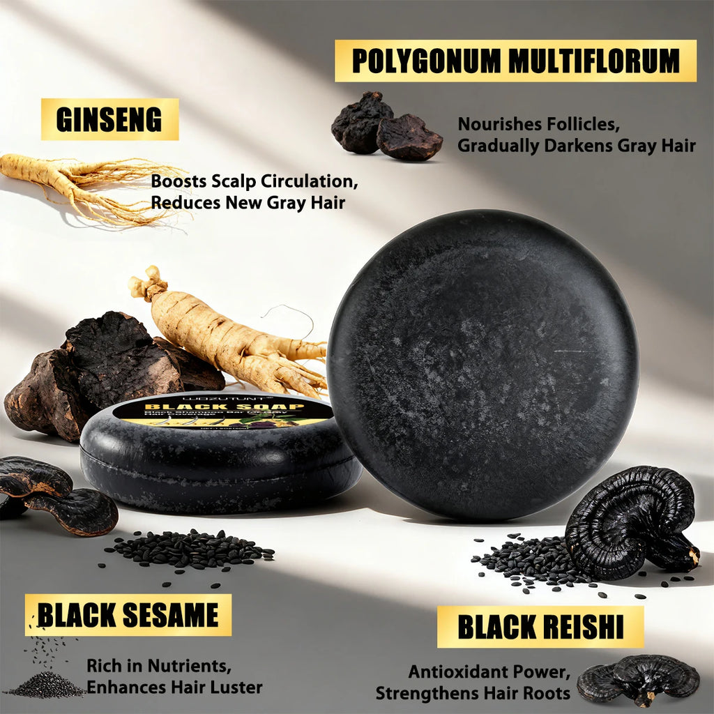 Beard Grooming Kit Sandalwood Beard Oil Balm and Black Shampoo Soap