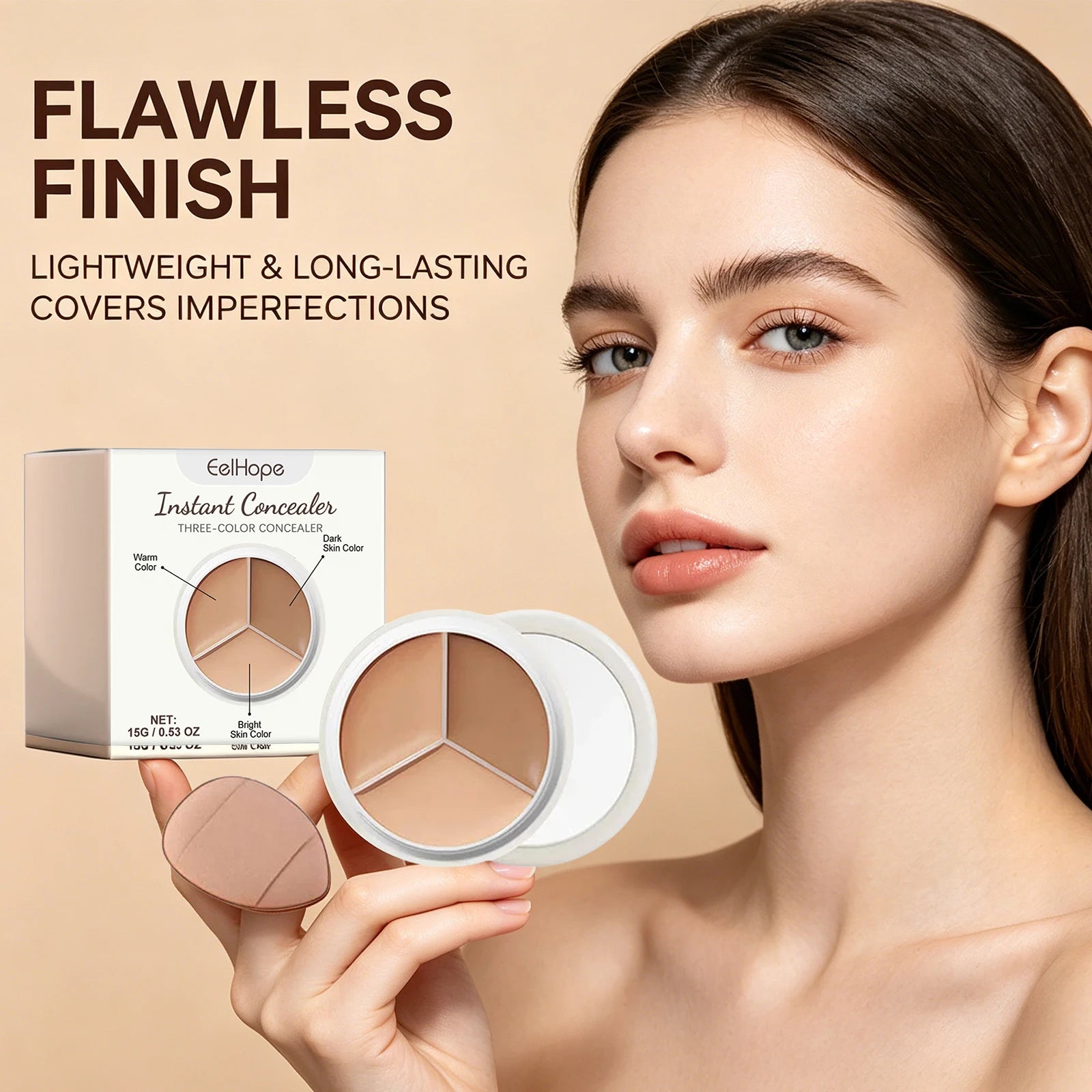 3-Color Cream Concealer Palette for Flawless Coverage - 4