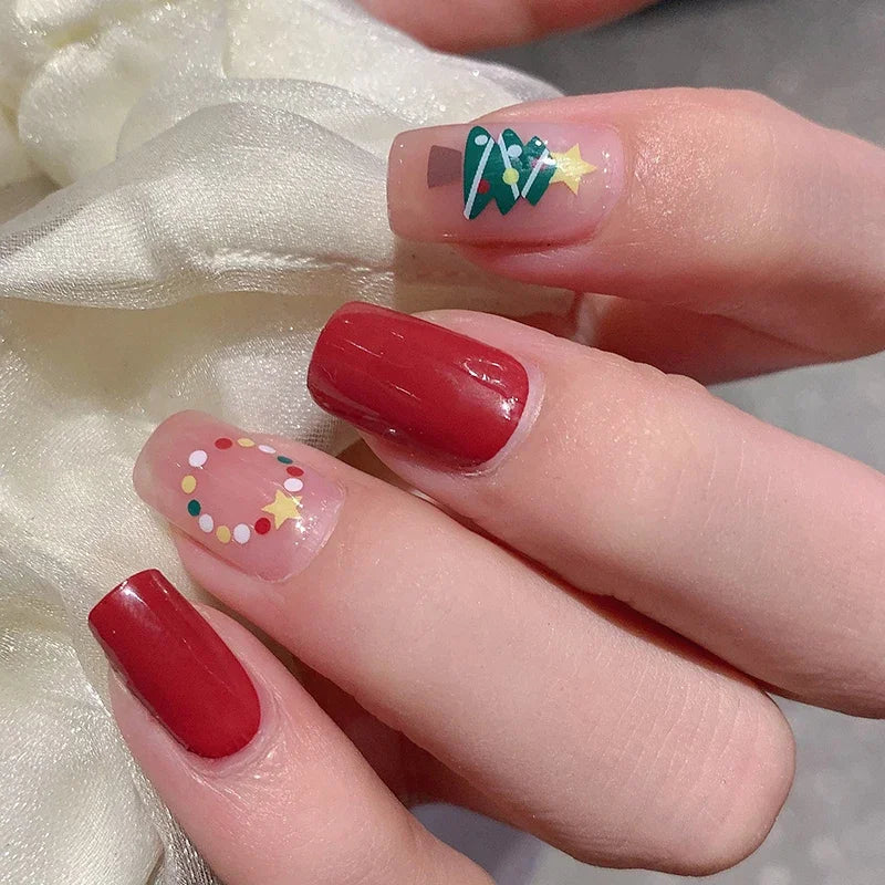 Christmas Semi-Cured Gel Nail Wraps with Winter Snowflake Designs - 4