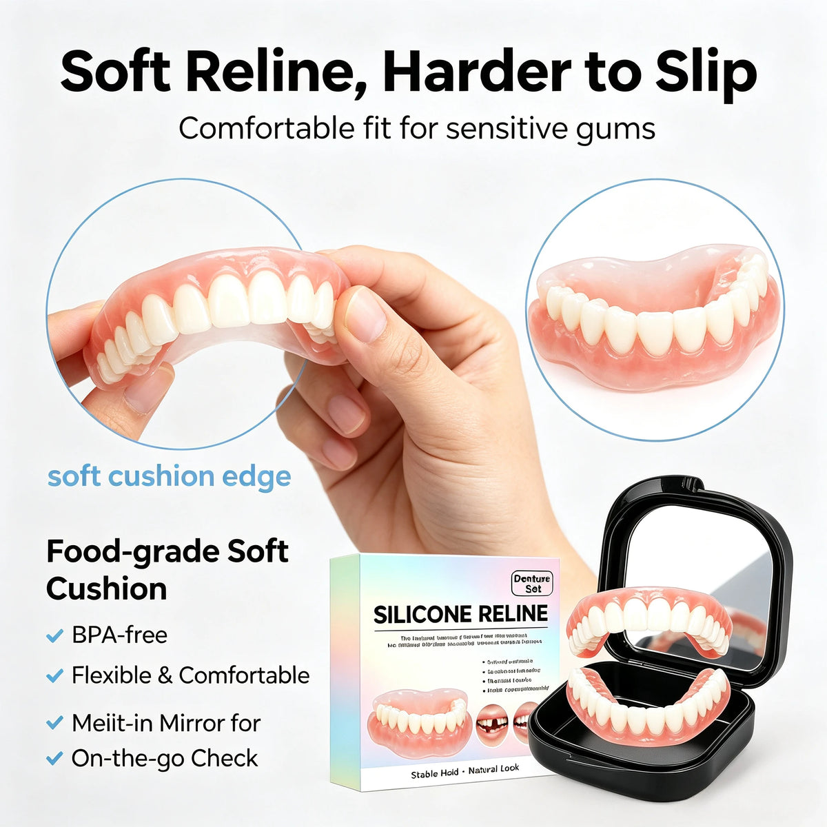 Comfort Fit Silicone Dentures for Instant Smile Correction