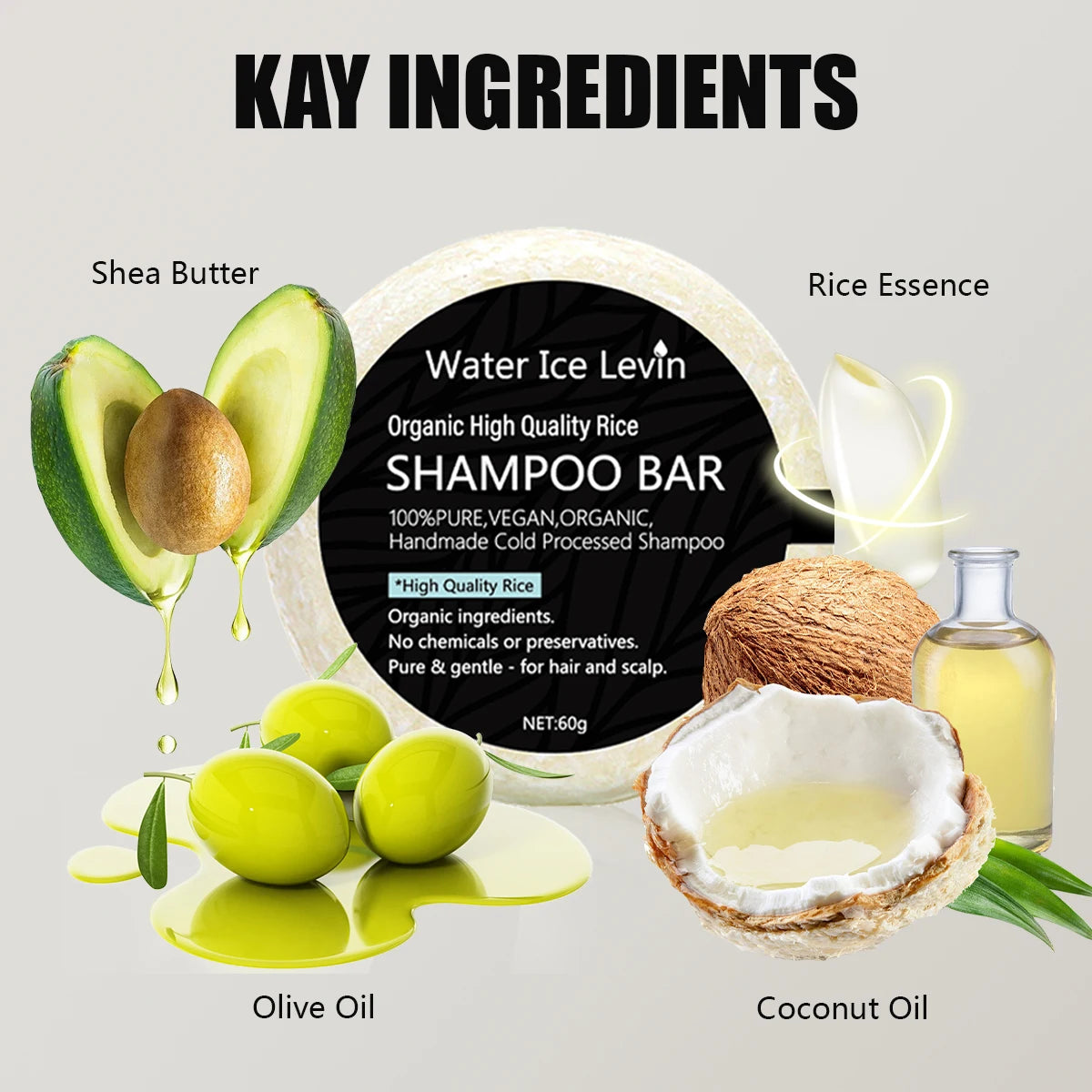 Organic Rice Shampoo Bar Handmade Cold Processed Soap