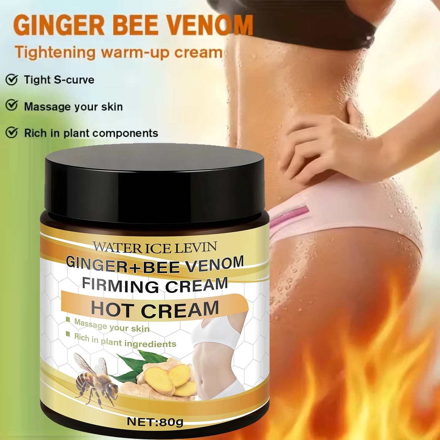 Ginger and Bee Venom Hot Firming Cream Pre Workout Body Moisturizer - 2