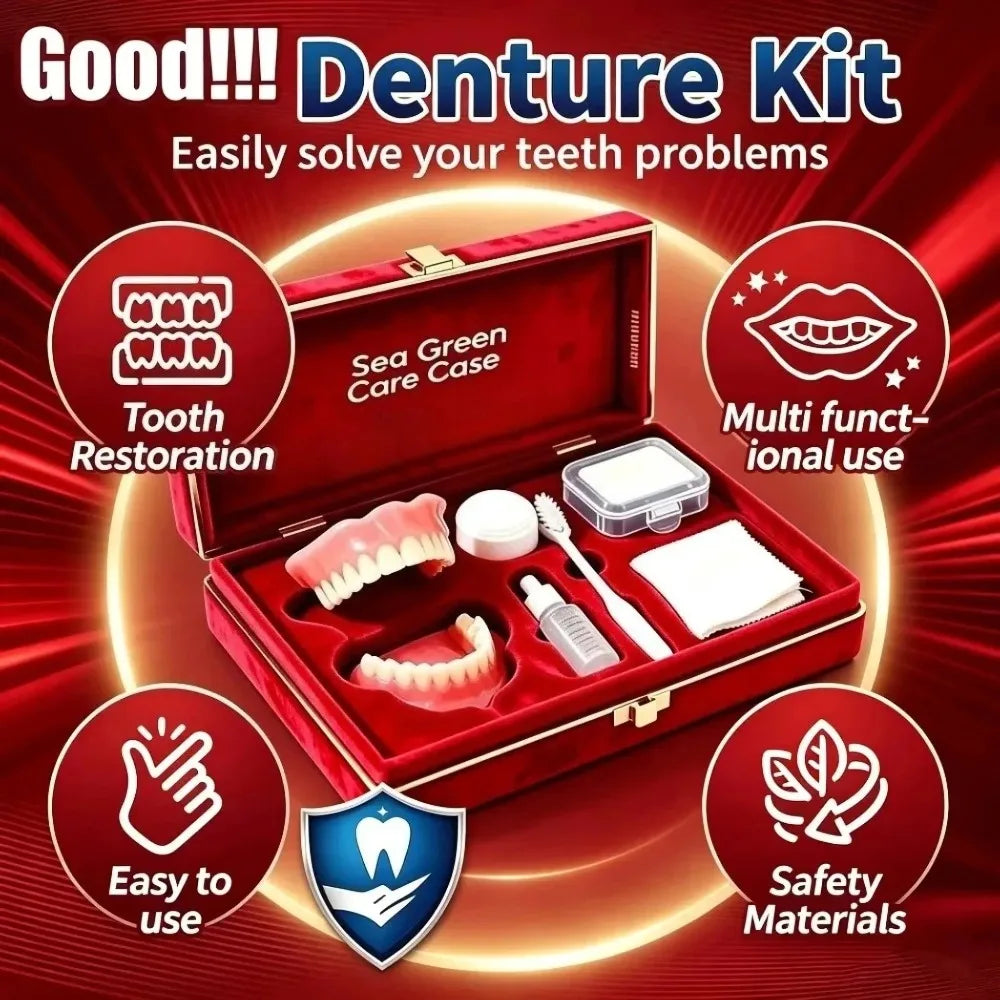 Comfortable Silicone Denture Set with Care and Storage Kit