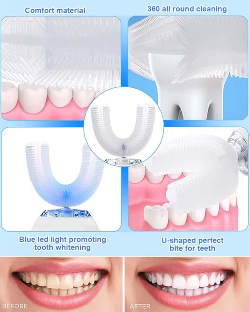 Automatic UShape Electric Toothbrush with LED Whitening Light - 9