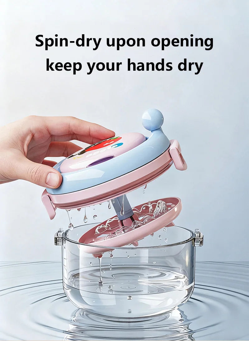 Portable Denture Cleaning Case with Rotary Brush