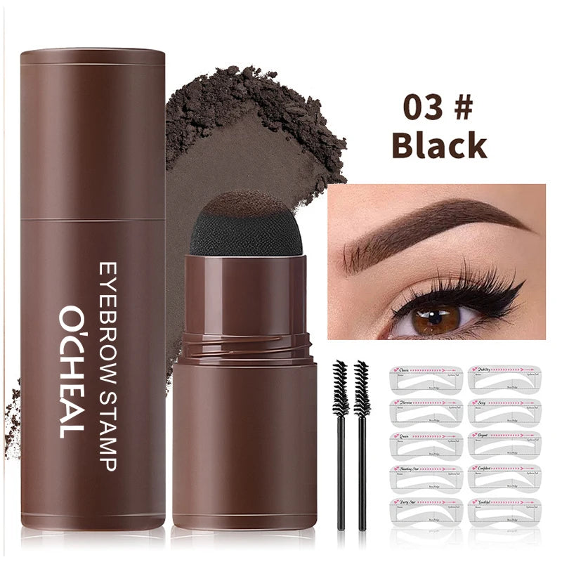 OCHEAL Eyebrow Stamp Kit Waterproof Brow Powder Makeup Stencil Set - 21
