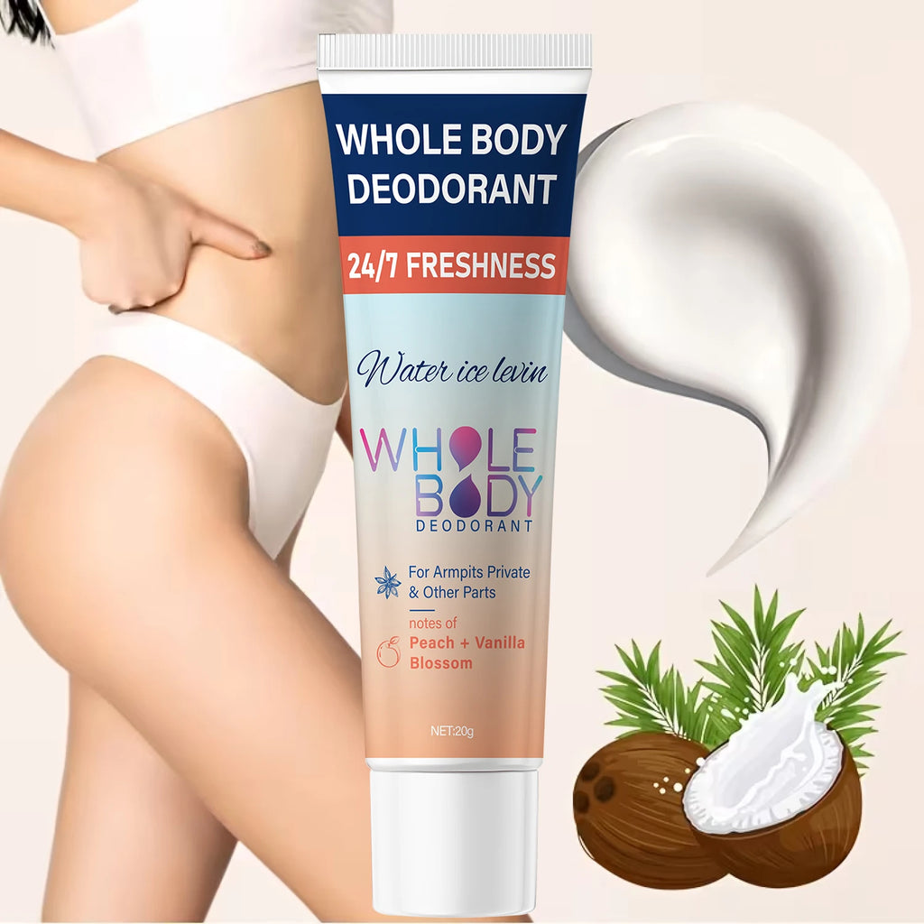 Whole Body Deodorant Cream for Odor Control and Freshness Peach Vanilla
