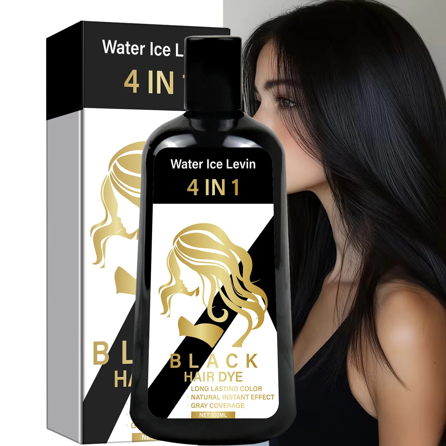 4 in 1 Black Hair Dye Shampoo with Biotin Collagen and Hyaluronic Acid - 6