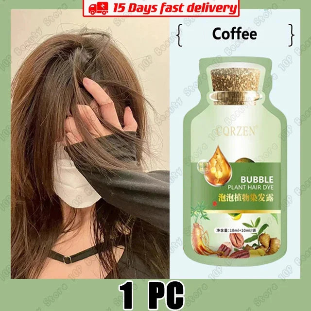 Natural Plant Herbal Extract Hair Dye Shampoo for Gray Hair Coverage