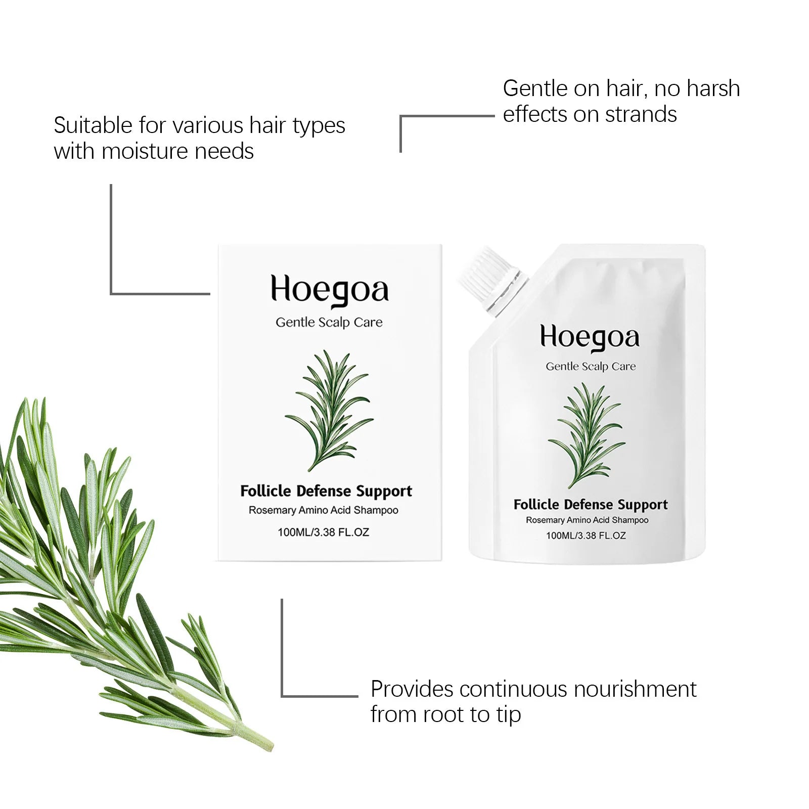 Rosemary Amino Acid Hair Shampoo 100ml Oil Control Scalp Cleanser