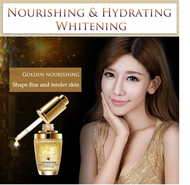 BIOAQUA 24K Gold Face Serum Anti Aging Hyaluronic Acid Skin Moisturizer - 10