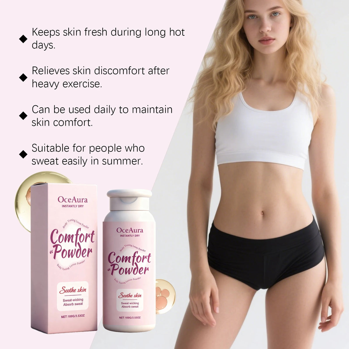 Sweat-Absorbing All-Over Body Powder for Cooling Comfort
