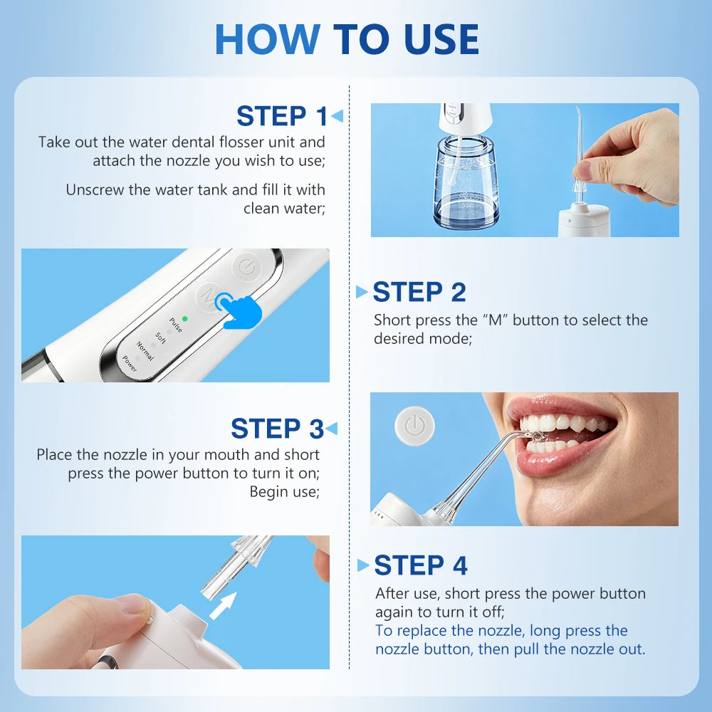 Portable Rechargeable Oral Irrigator Water Flosser for Teeth