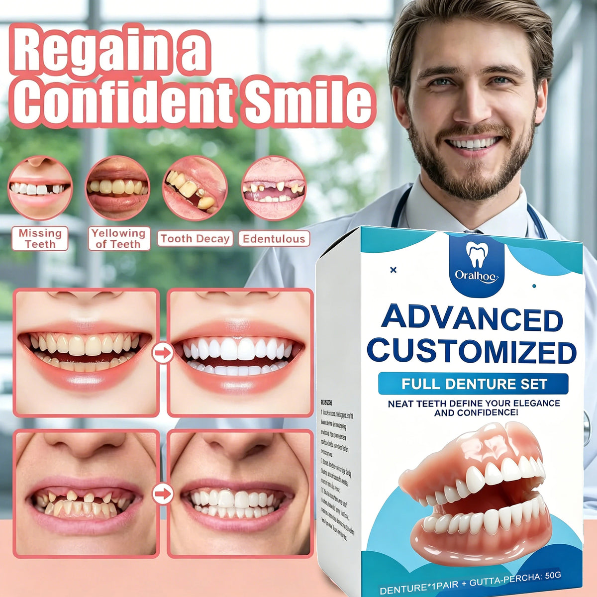 Realistic Temporary Denture Set for Comfortable Smile