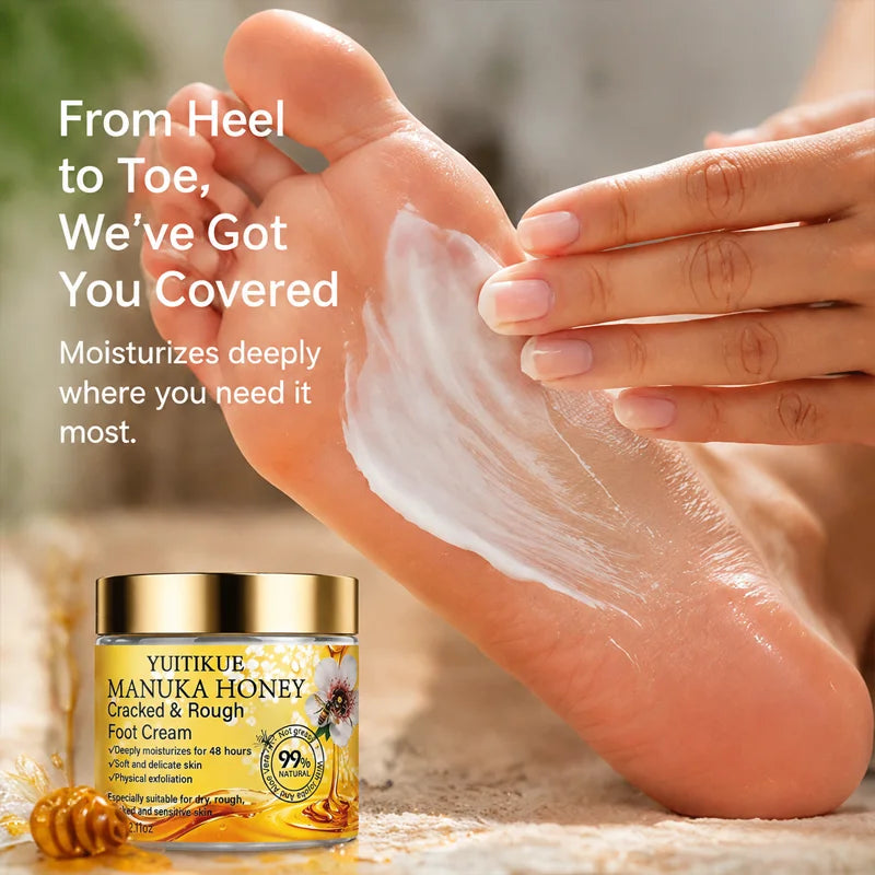 YUITIKUE Manuka Honey Foot Cream for Cracked Heels and Dry Skin Repair