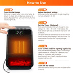 Portable Electric Space Heater with PTC Fast Heating and LED Display
