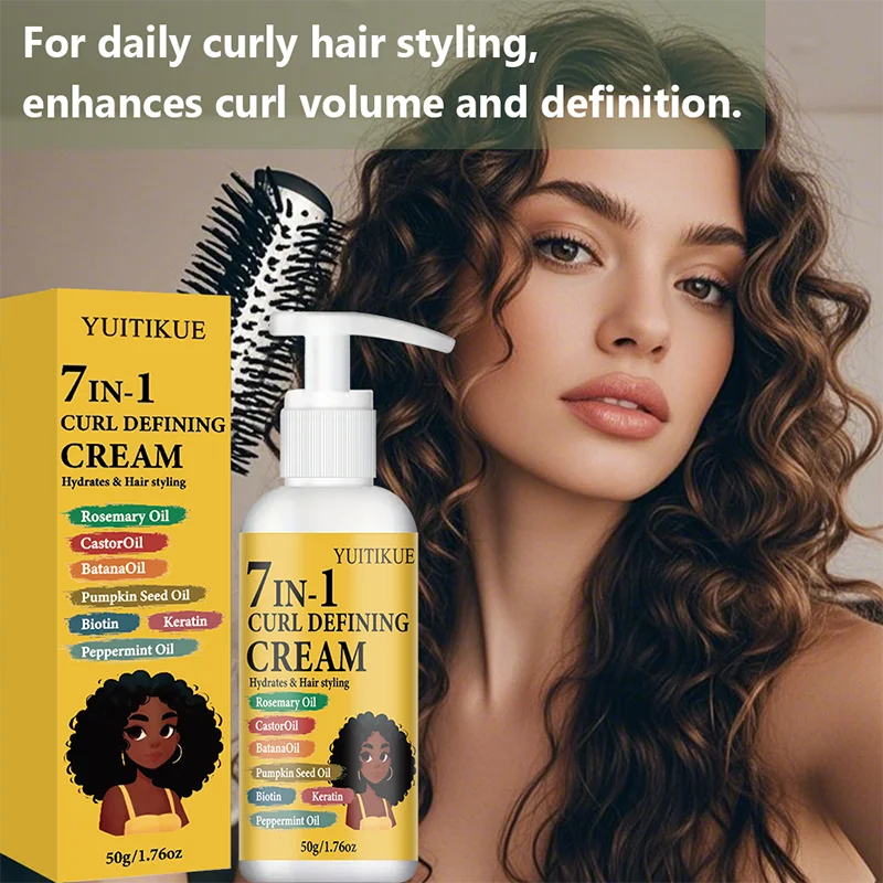 7 in 1 Curl Defining Hair Styling Cream with Rosemary and Castor Oil 50g