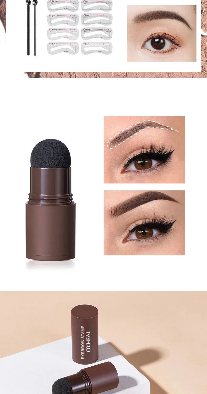 OCHEAL Eyebrow Stamp Kit Waterproof Brow Powder Makeup Stencil Set