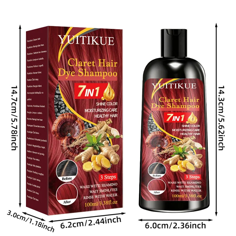 7 in 1 Claret Herbal Hair Dye Shampoo 100ml