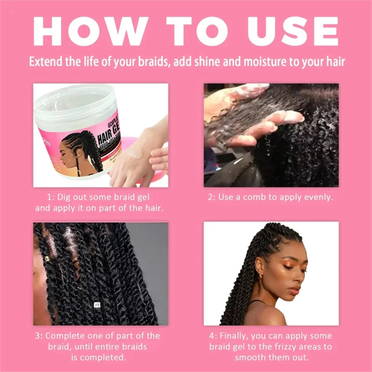 Goiple Braid Hair Gel Set Strawberry Styling Wax with Edge Control - 11