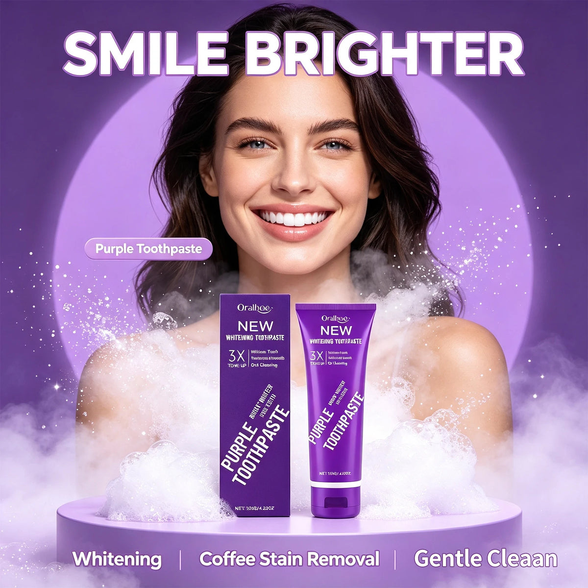 Purple Teeth Whitening Toothpaste for Stain Removal