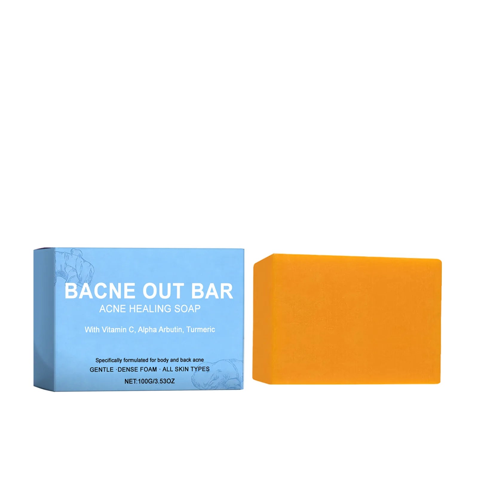 Turmeric Bar Soap for Back and Body Acne Treatment and Skin Brightening