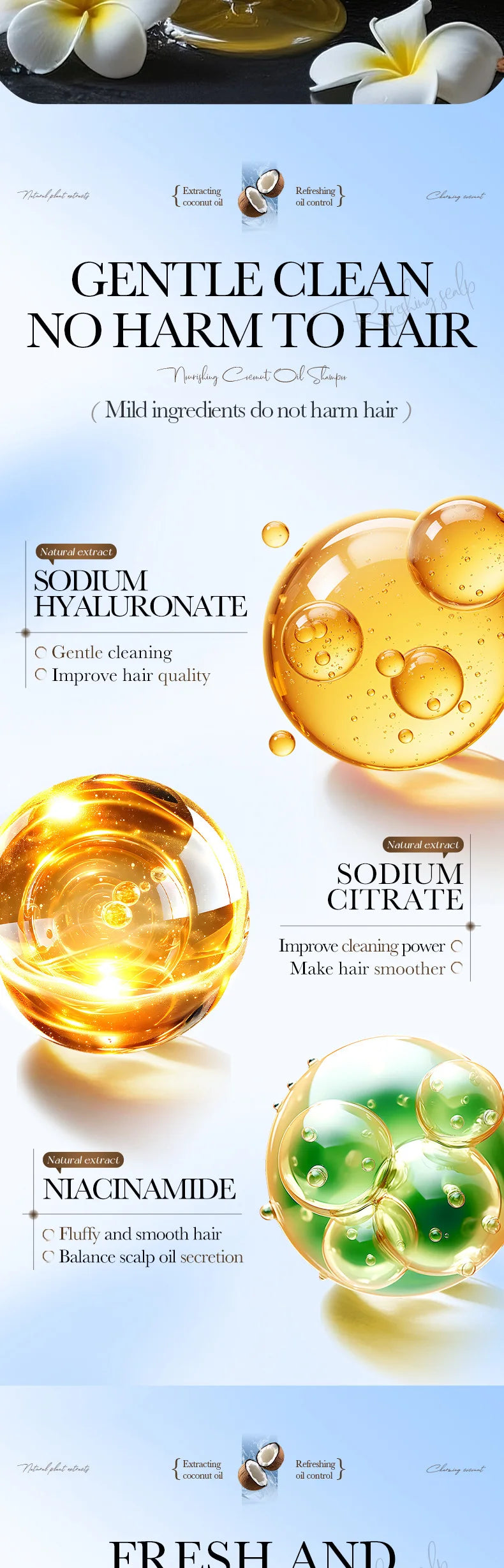 SADOER Nourishing Coconut Oil Shampoo Portable Travel Size Hair Cleanser