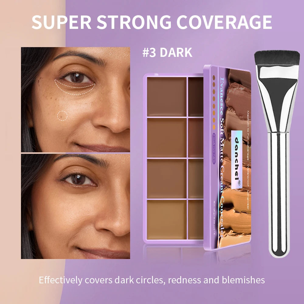8-Shade Cream Concealer Palette for Face Contouring and Highlighting - 20