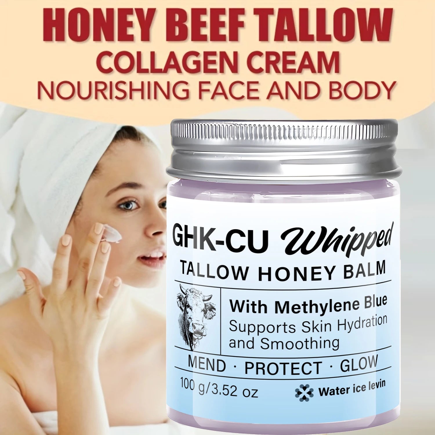 GHK-CU Whipped Tallow Honey Balm Methylene Blue Moisturizing Cream - 3