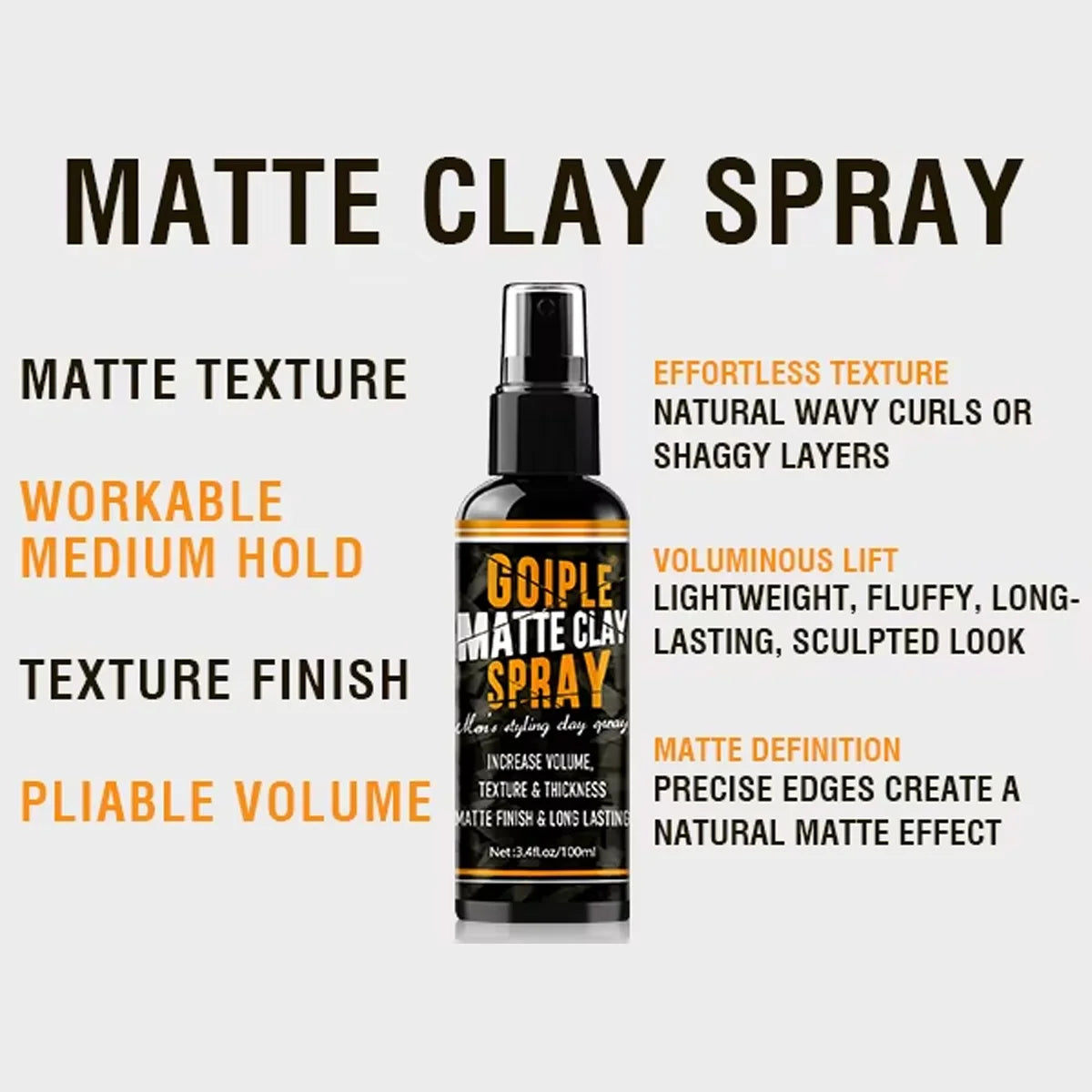 Goiple Matte Clay Hair Spray for Men Texturizing Volume Styling Mist