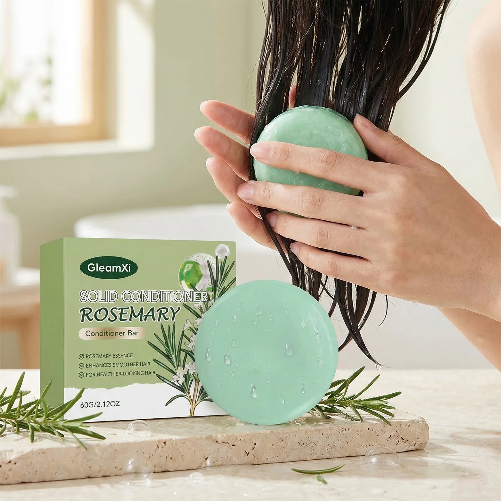 Rosemary Solid Hair Conditioner Bar 60g Natural Repairing Anti Frizz - 1