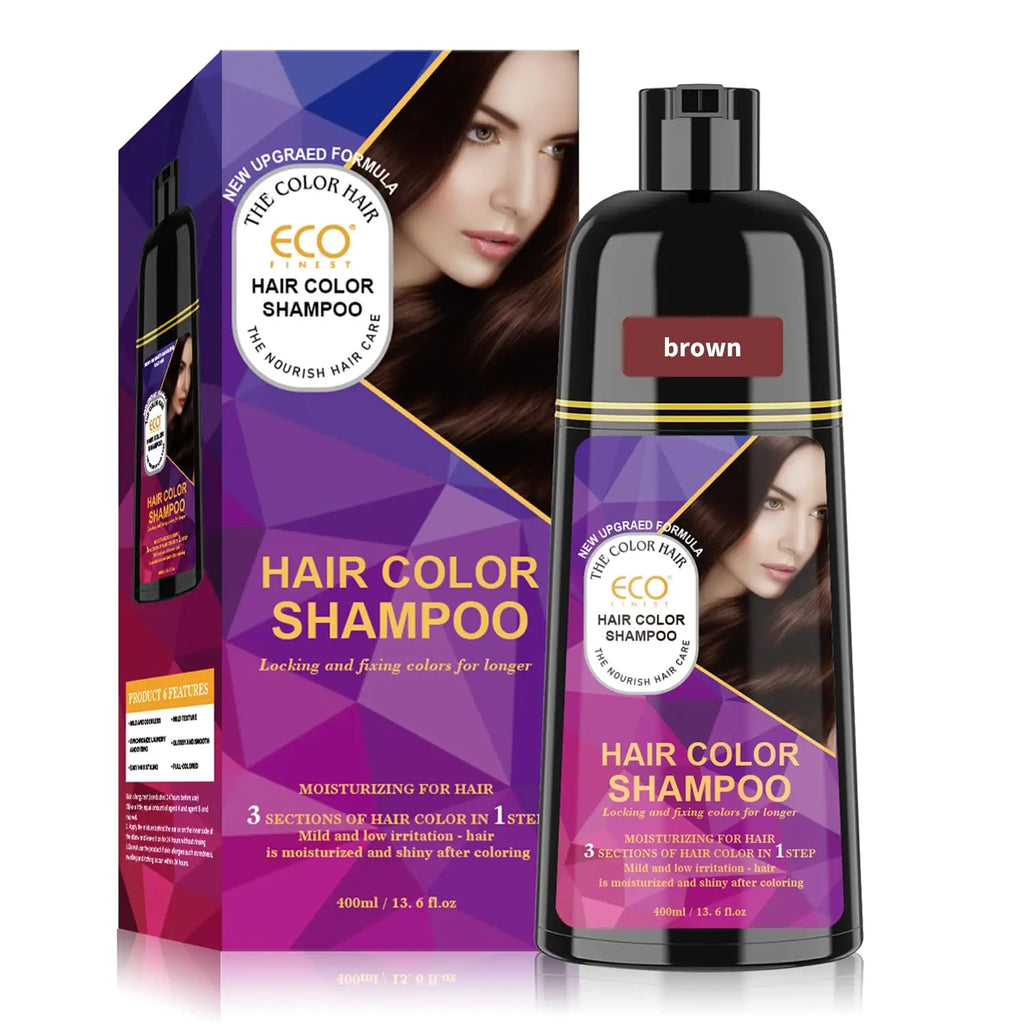 400ml 3 in 1 Hair Color Dye Shampoo for Gray Coverage