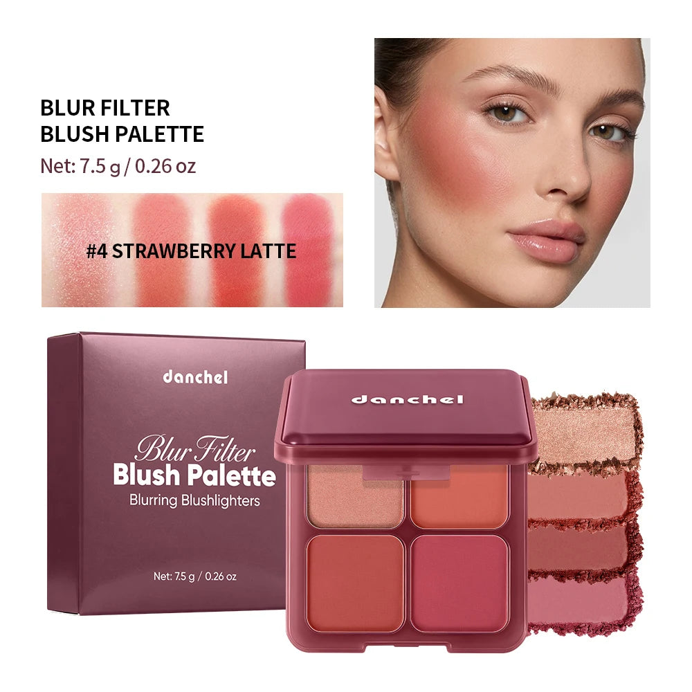 4-Shade Soft Focus Blush and Highlighter Palette - 20