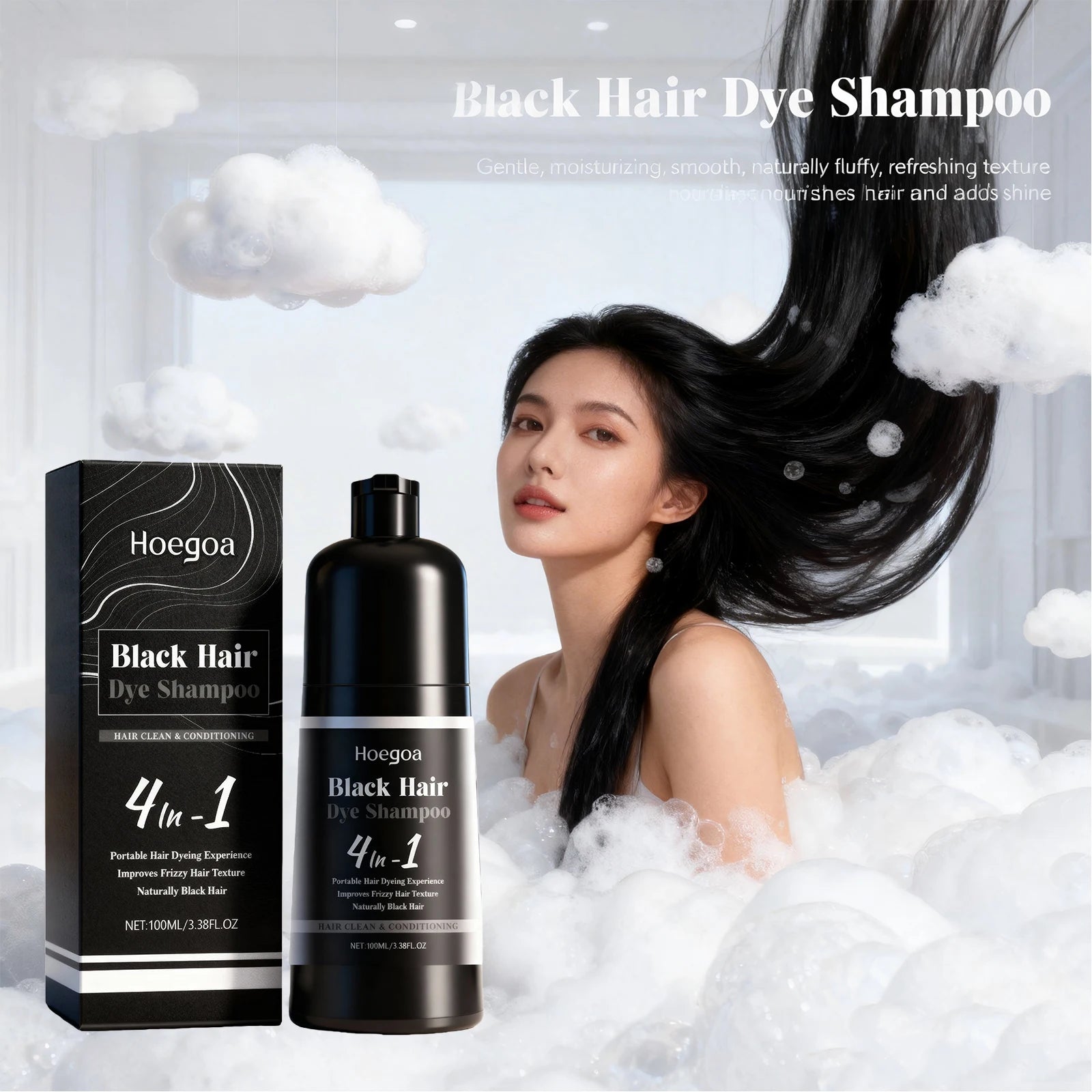 4-in-1 Black Hair Dye Shampoo for Gray Coverage - 5