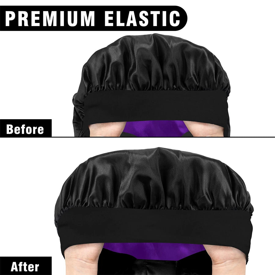 Satin Sleep Bonnet with Adjustable Long Tie for Hair Protection