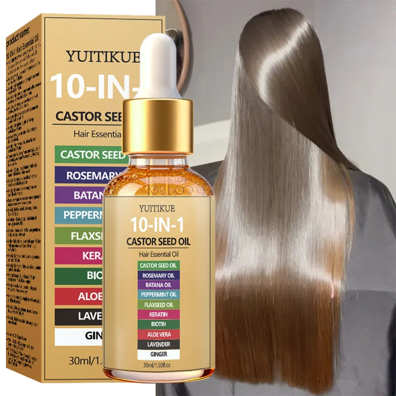 YUITIKUE 10-in-1 Castor Seed Hair Oil Rosemary Biotin Nourishing Serum