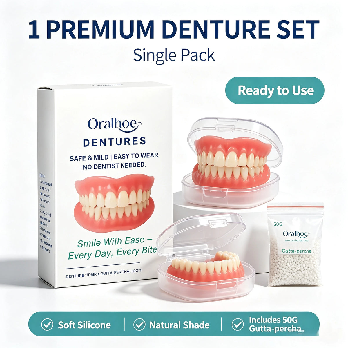 Adjustable Temporary Cosmetic Dentures for Instant Smile