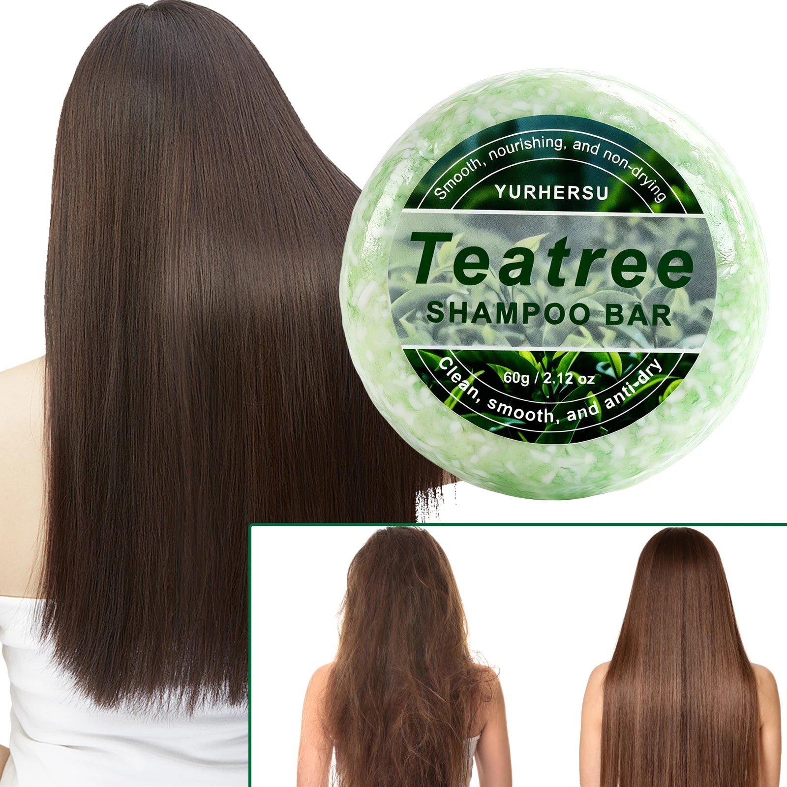 Tea Tree Shampoo Bar Oil Control Anti Dandruff Solid Hair Soap - 1