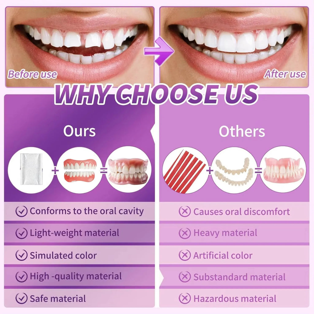 Comfort Fit Silicone Cosmetic Dentures for Instant Smile