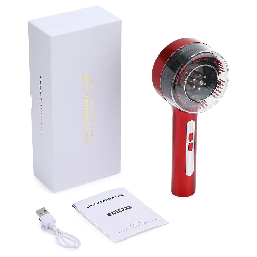Electric Scalp Massager and Hair Growth Serum Applicator Comb