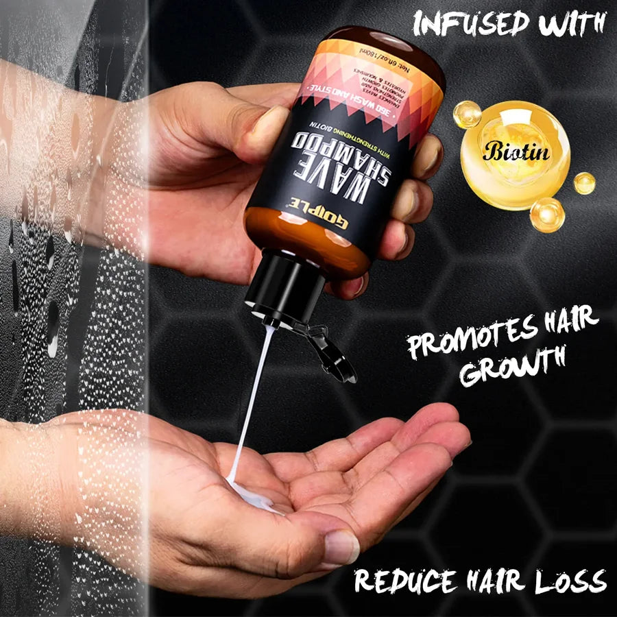 Goiple 360 Wave Shampoo and Strong Hold Hair Pomade Styling Set