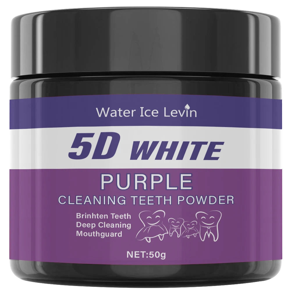 Purple Teeth Whitening Powder Charcoal Stain Remover for Brighter Smile - 9