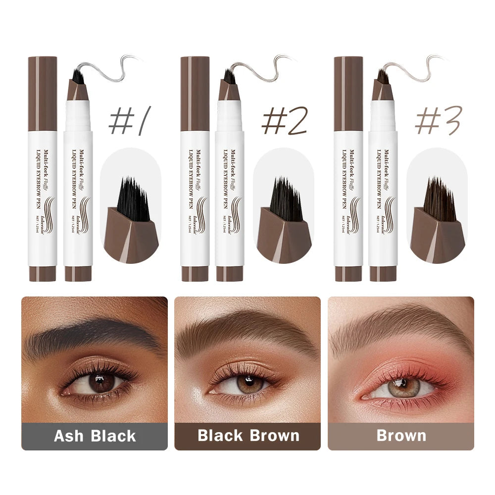 Multi-Fork Liquid Eyebrow Pen for Natural Microblading Effect