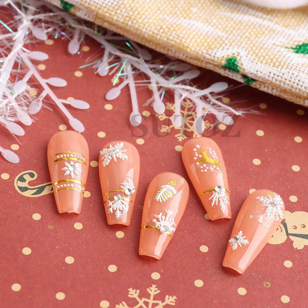 5D Embossed Christmas Nail Art Stickers for Holiday Manicures - 12