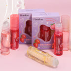 3 Pack Fruity Lip Oil Set Moisturizing Gloss and Hydrating Lip Balm