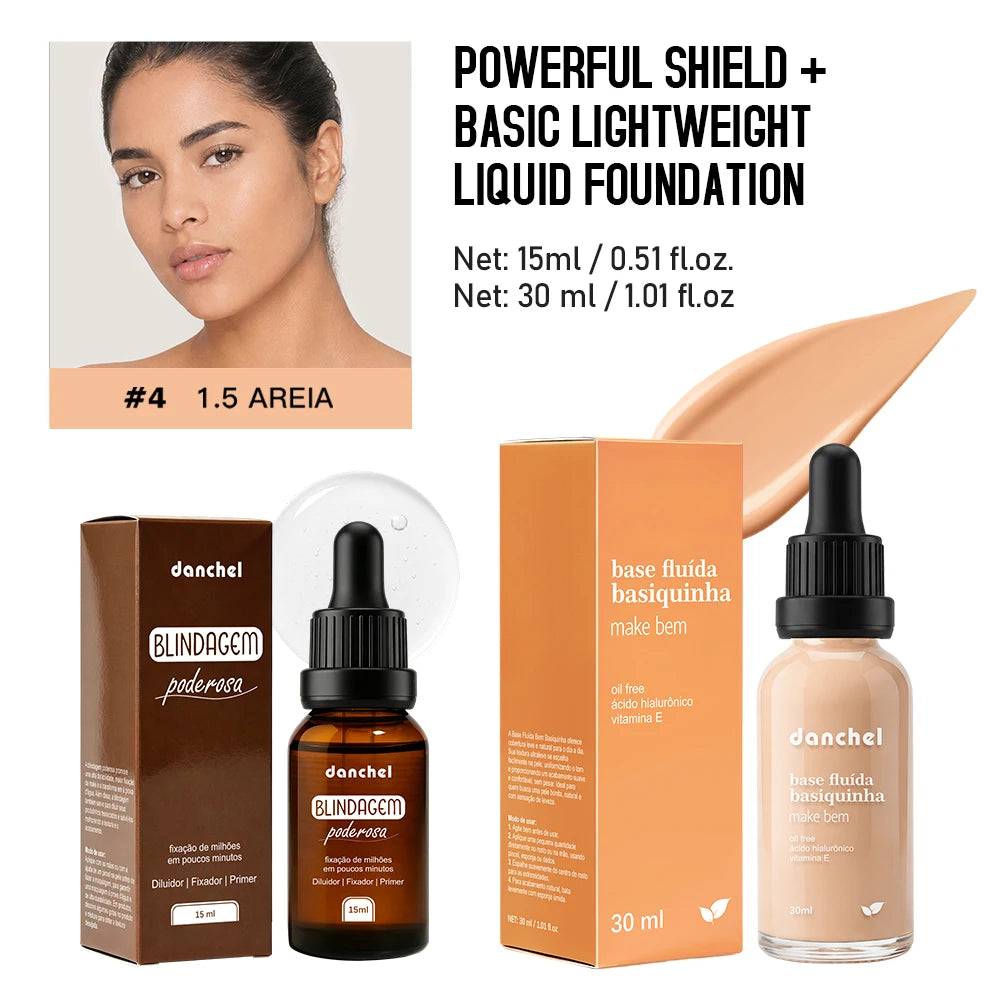 Liquid Foundation and Primer Makeup Set for Long-Lasting Coverage