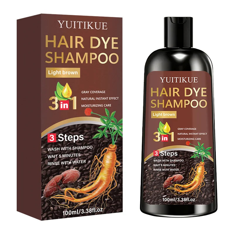YUITIKUE 3in1 Light Brown Hair Dye Shampoo Gray Coverage Hair Color