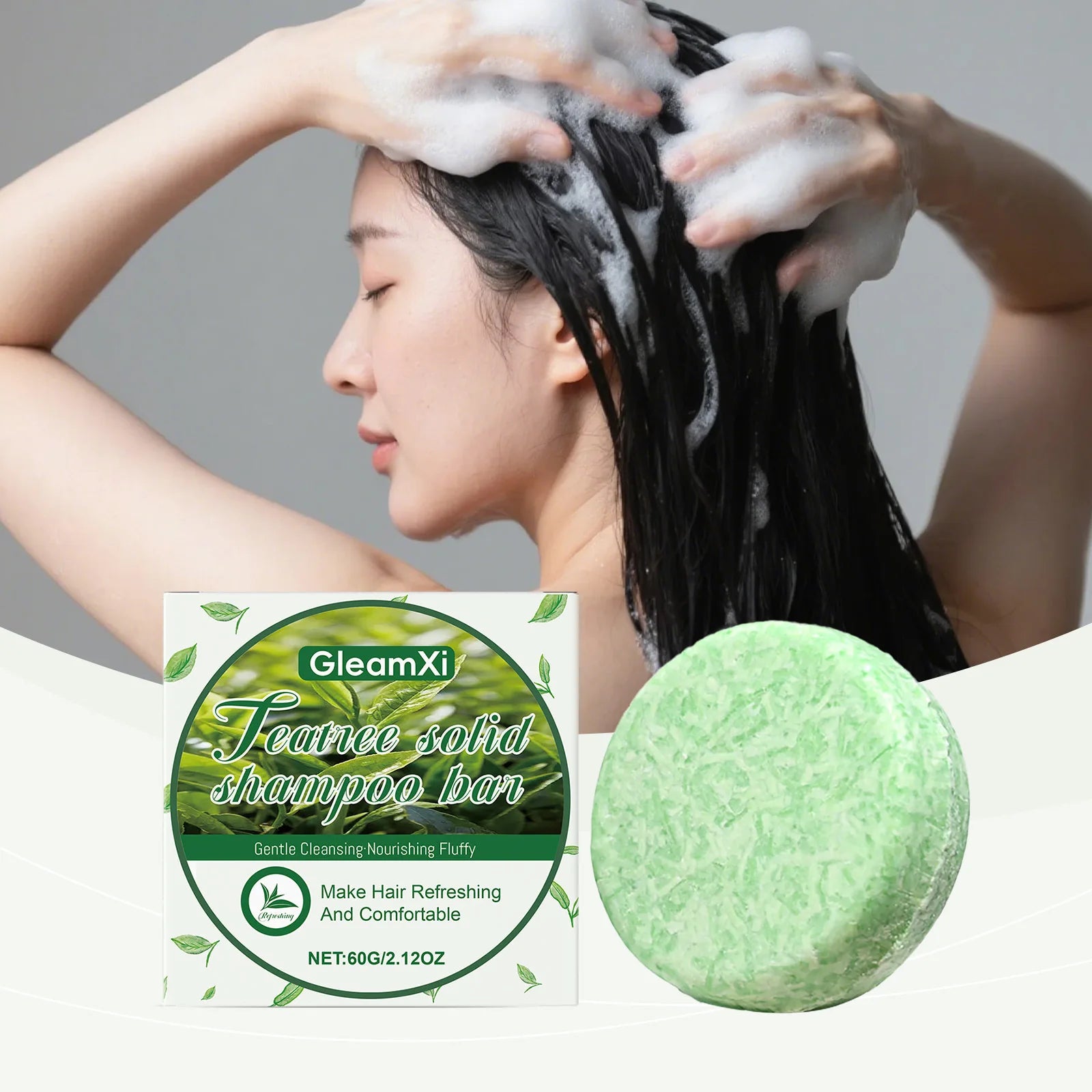 Tea Tree Oil Solid Shampoo Bar 60g Hair Cleansing and Volumizing Soap