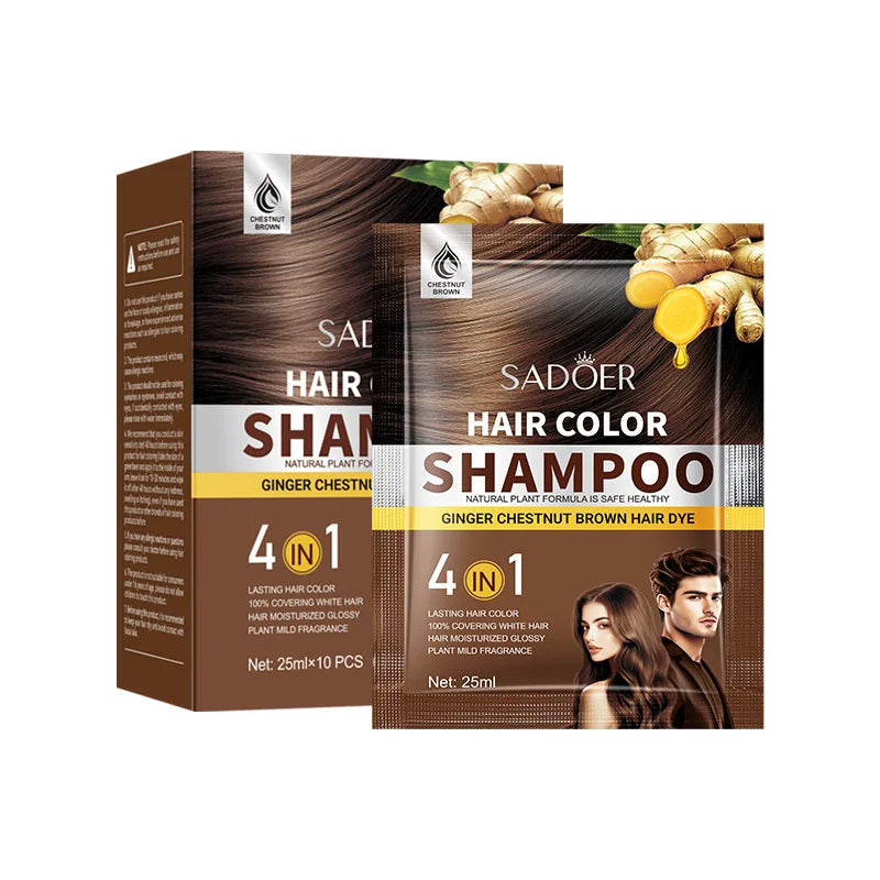 Argan Oil Hair Color Shampoo 4 in 1 Plant Extract Unisex Coloring